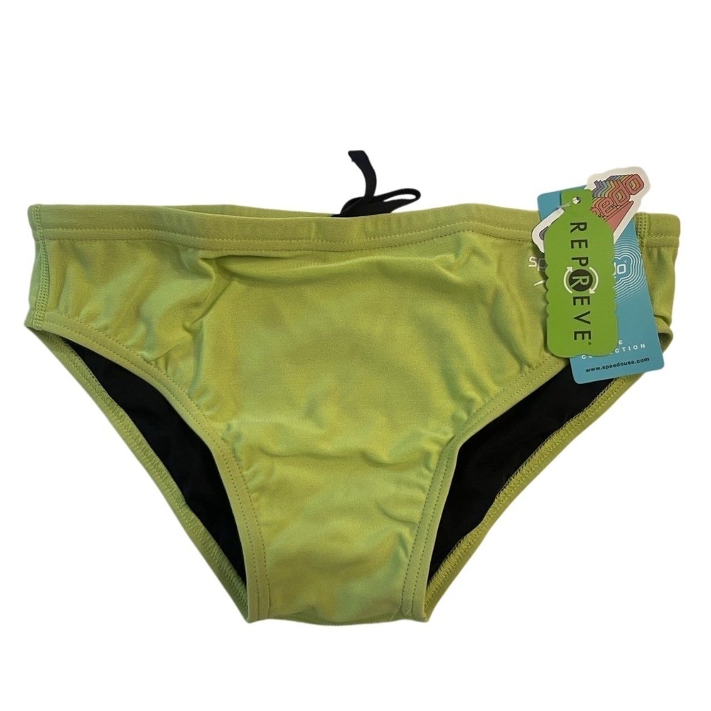 NWT Speedo Men's Size 32 Vibe Collection Acid Lime Swim Briefs Eco Endurance New